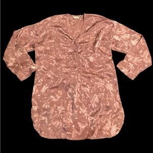 Vintage Victoria's Secret Gold Label Pink Jacquard Satin sleep shirt Gown Small